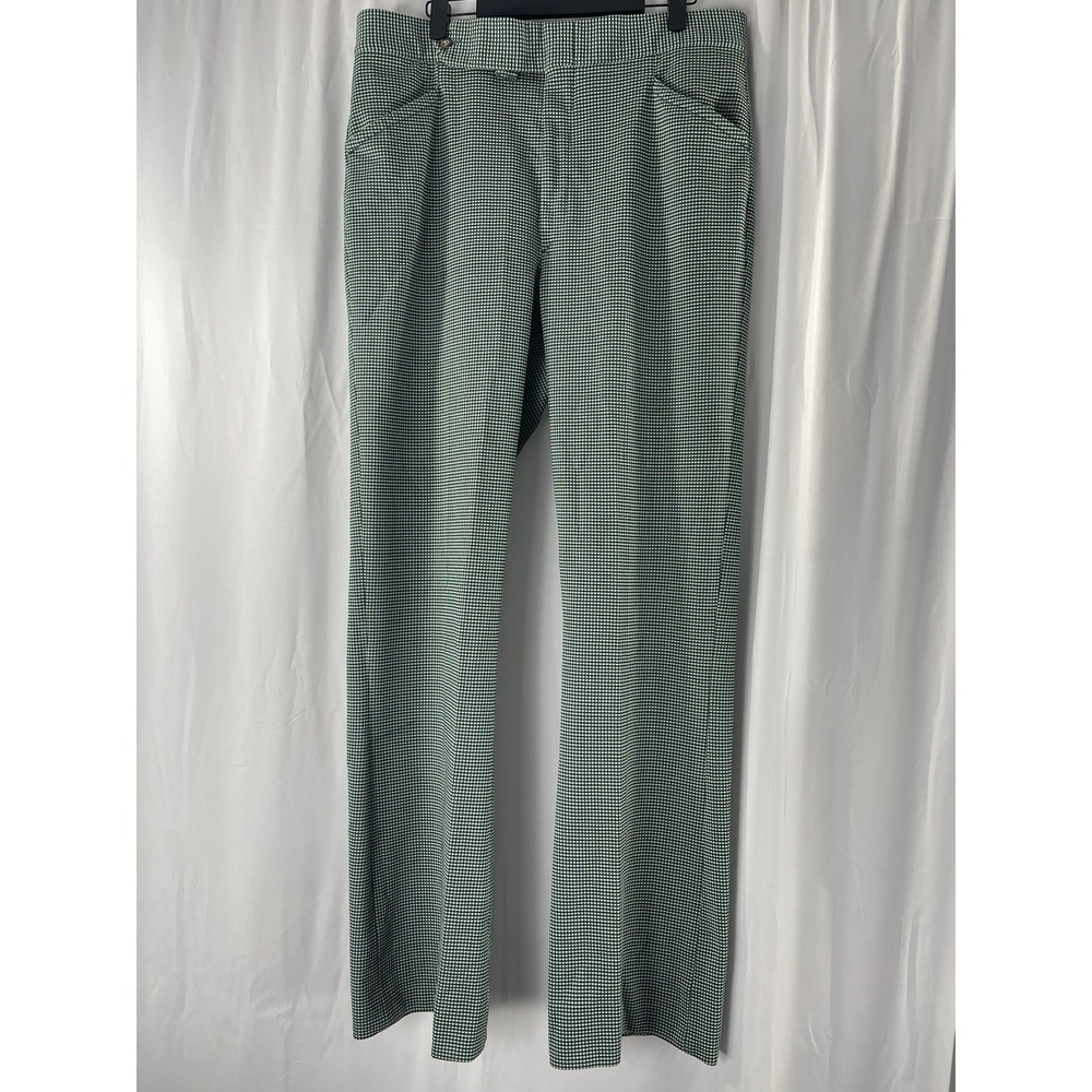 Vintage Sansabelt Jaymar Pants 70s Green Gingham Print Bootcut Disco Style 36x33